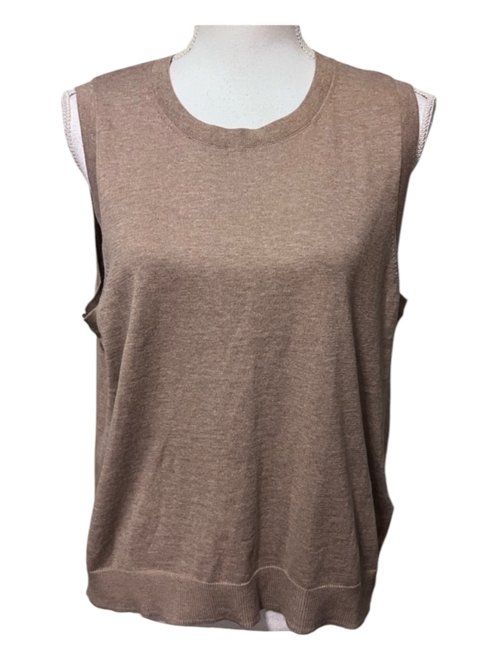 J. Crew women’s sweater vest mocha/mushroombrown color minimalist preppy neutral